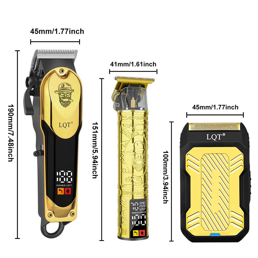 LQT Opulent Contrast-Body Gilded Gentleman-Embossed Luxury Grooming Kit