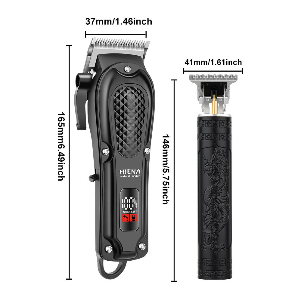 HIENA Opulent All-Black Dragon-Embossed Dual-Digital Clipper Grooming Kit