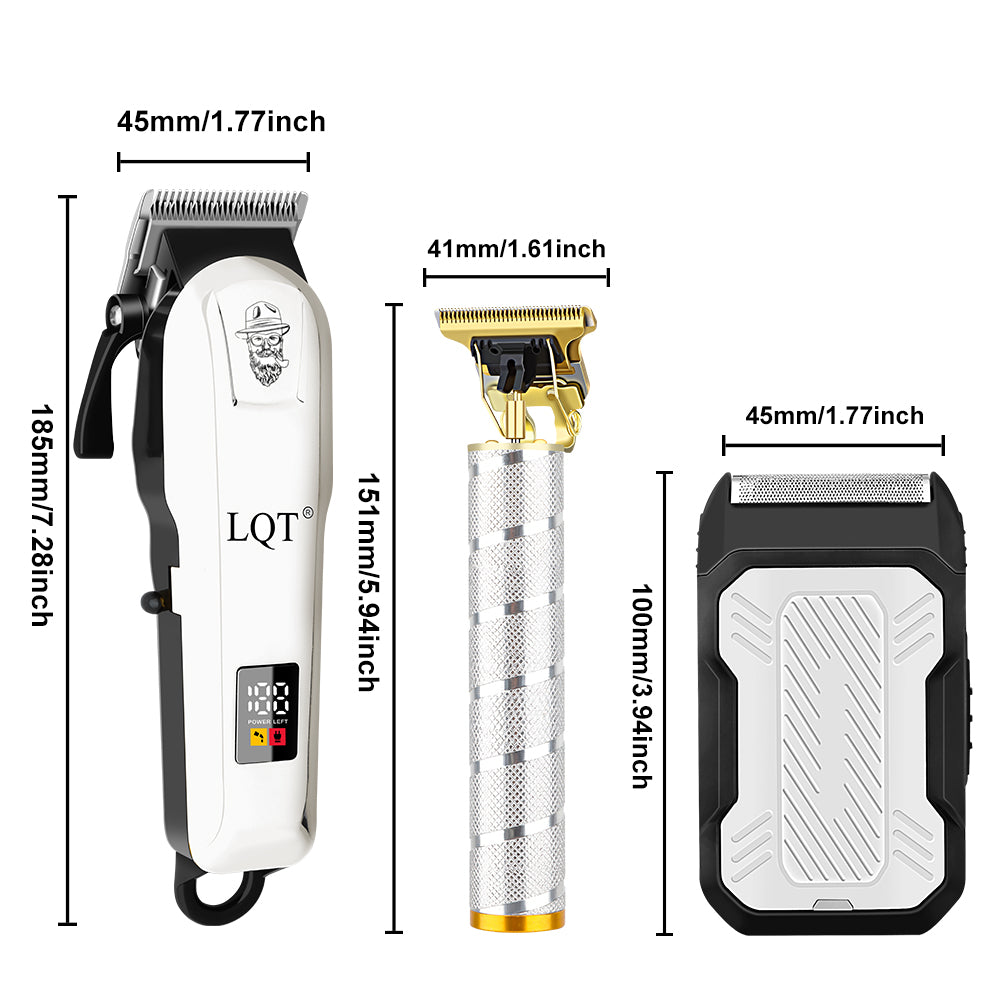 LQT Opulent Cream-White Retro Bearded-Gentleman Embossed Grooming Kit