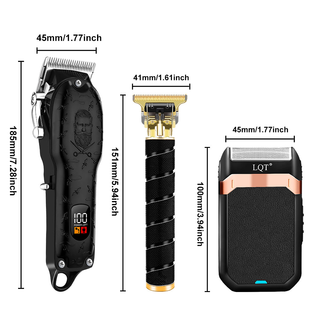 LQT Opulent Matte Black Gentleman-Embossed Professional Grooming Kit