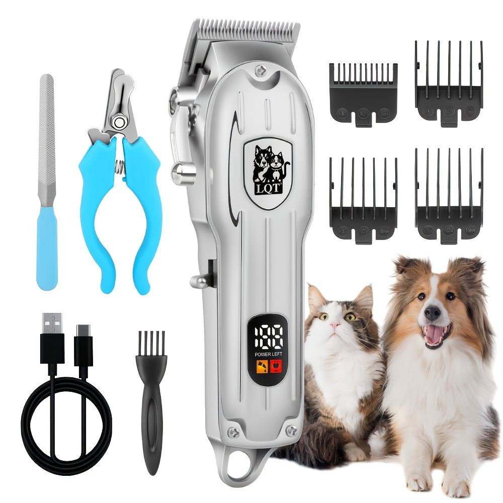 LQT Professional Cordless Rechargeable Heavy-Duty Low-Noise Pet Grooming Scissors Suitable for Dogs