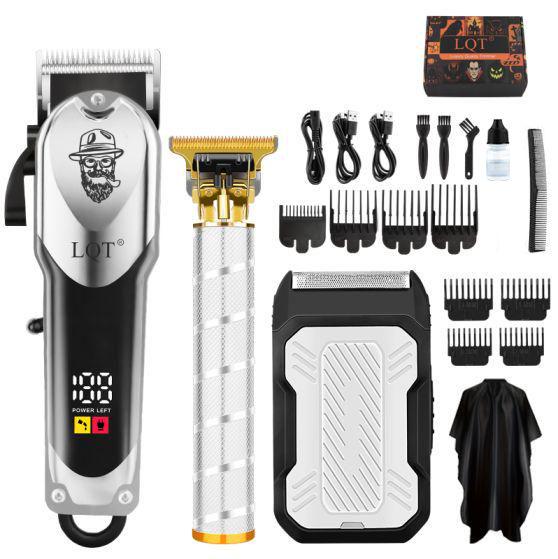 LQT Opulent Silver Retro Bearded-Gentleman Embossed Grooming Kit